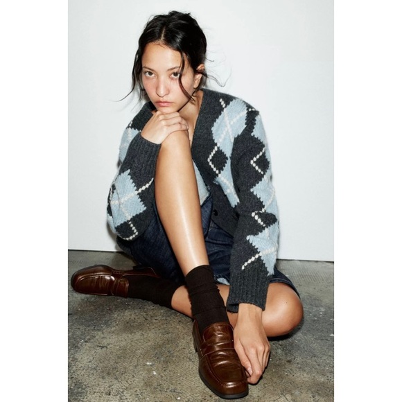 NWT Zara Brown Leather Loafers size 9 - Picture 3 of 6